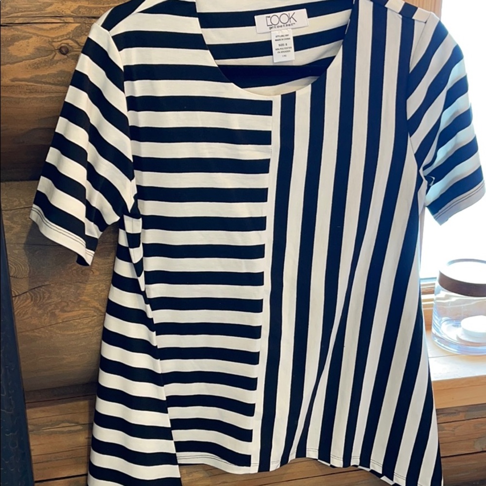 Black and white striped top